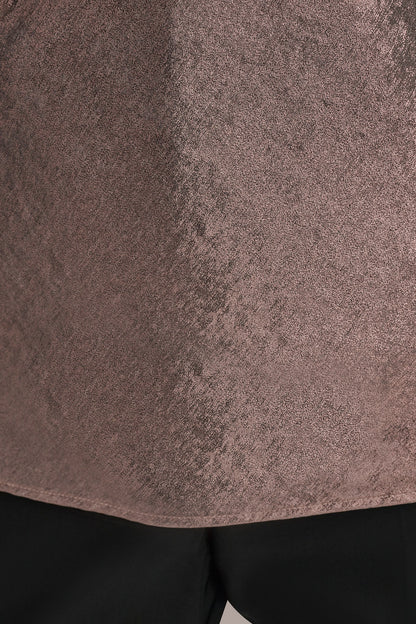 HIGH COWL-NECK BLOUSE - PINK SAND VAPOR