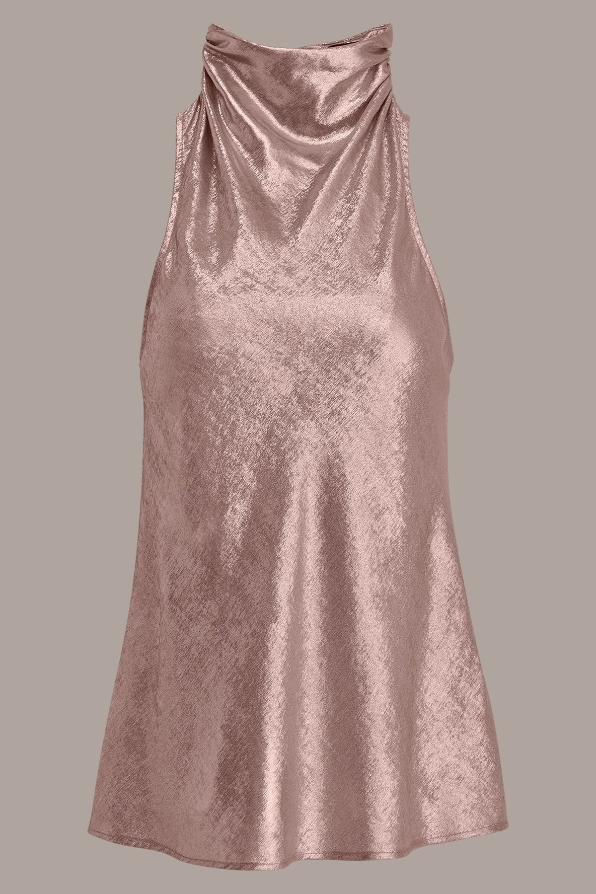 HIGH COWL-NECK BLOUSE - PINK SAND VAPOR