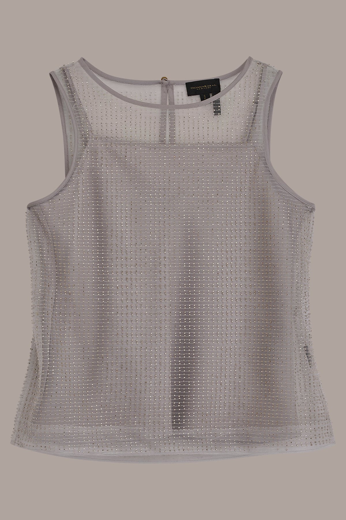 LAYERED BEADED SLEEVELESS BLOUSE - WHITE/SILVER