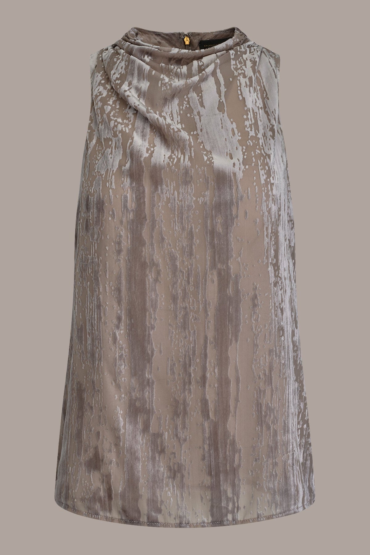 SLEEVELESS HIGH-NECK BURNOUT BLOUSE - VAPOR