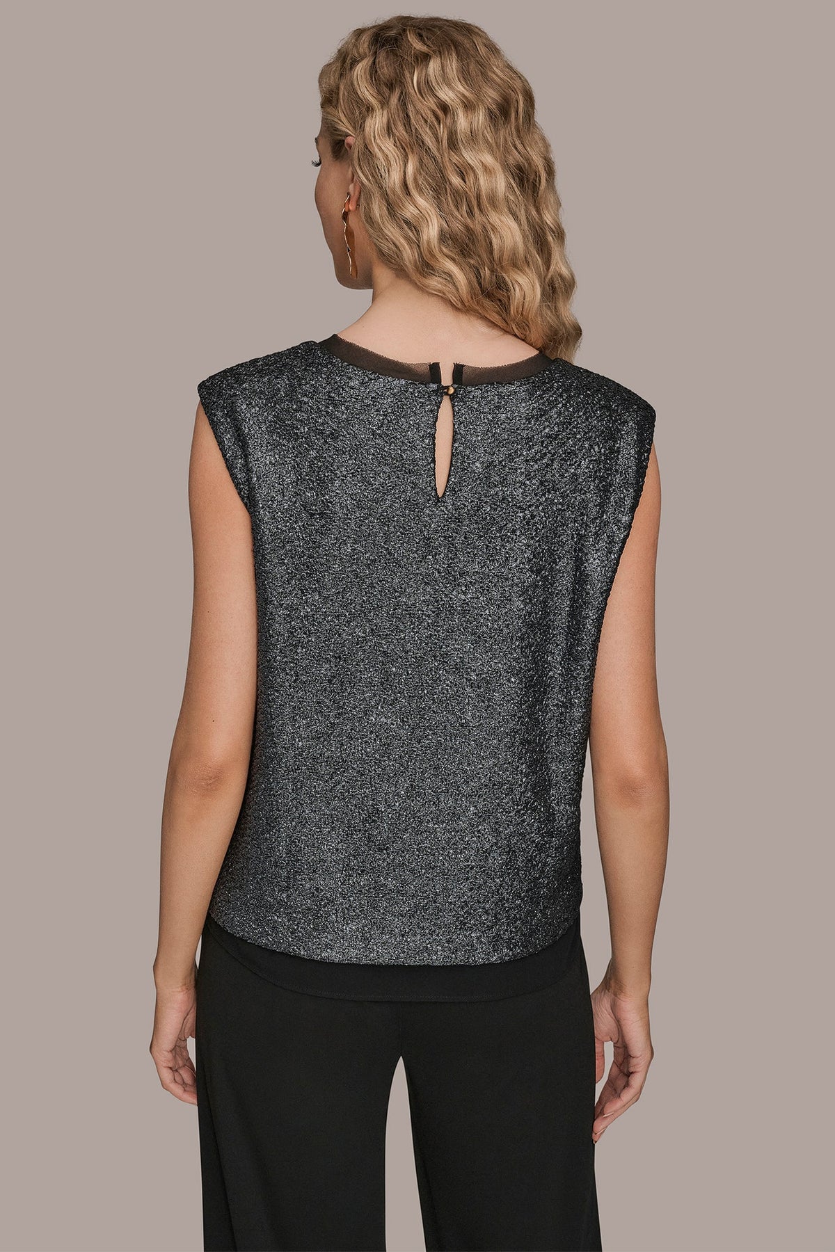 CHIFFON-TRIMMED BLOUSE - Black