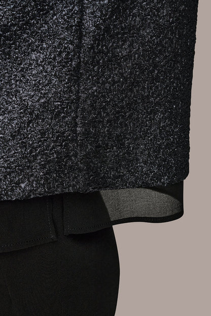 CHIFFON-TRIMMED BLOUSE - Black