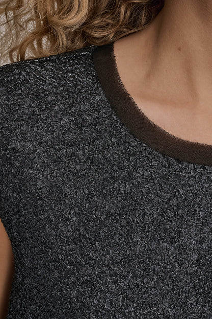 CHIFFON-TRIMMED BLOUSE - Black