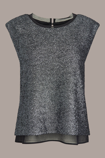 CHIFFON-TRIMMED BLOUSE - Black
