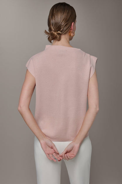 SEQUIN ASYMMETRIC FUNNEL NECK SWEATER - Snow Petal