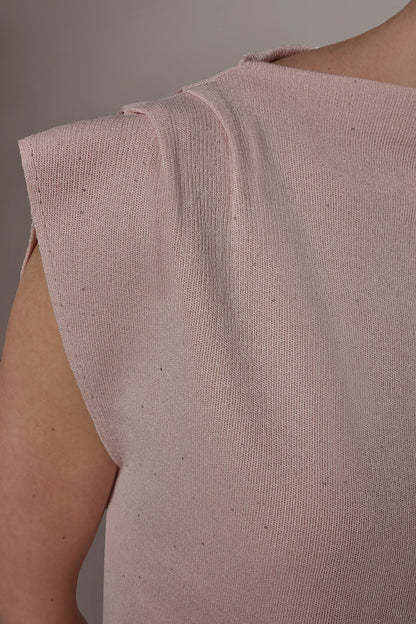 SEQUIN ASYMMETRIC FUNNEL NECK SWEATER - Snow Petal