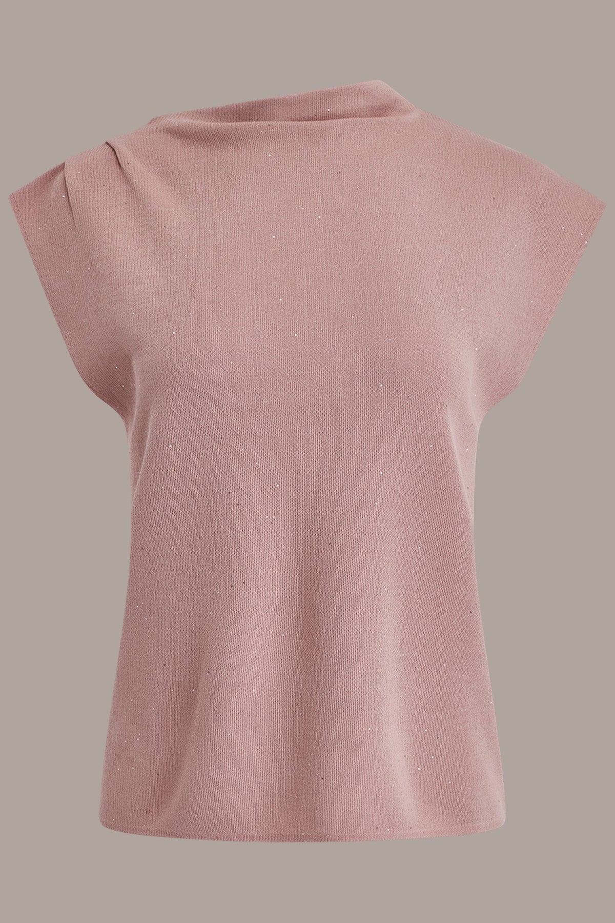SEQUIN ASYMMETRIC FUNNEL NECK SWEATER - Snow Petal