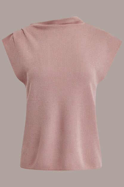 SEQUIN ASYMMETRIC FUNNEL NECK SWEATER - Snow Petal