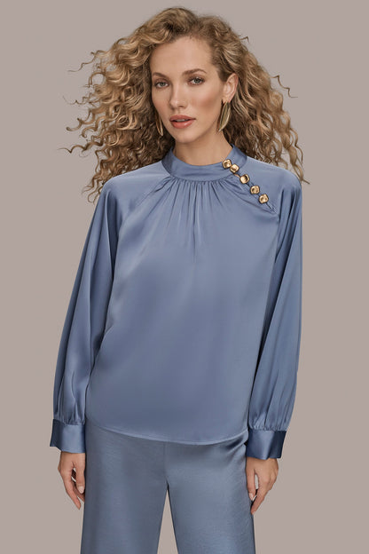 BUTTON-NECK BLOUSE - TEMPEST