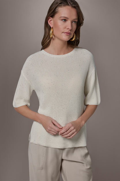 SEQUIN SWEATER - Cream