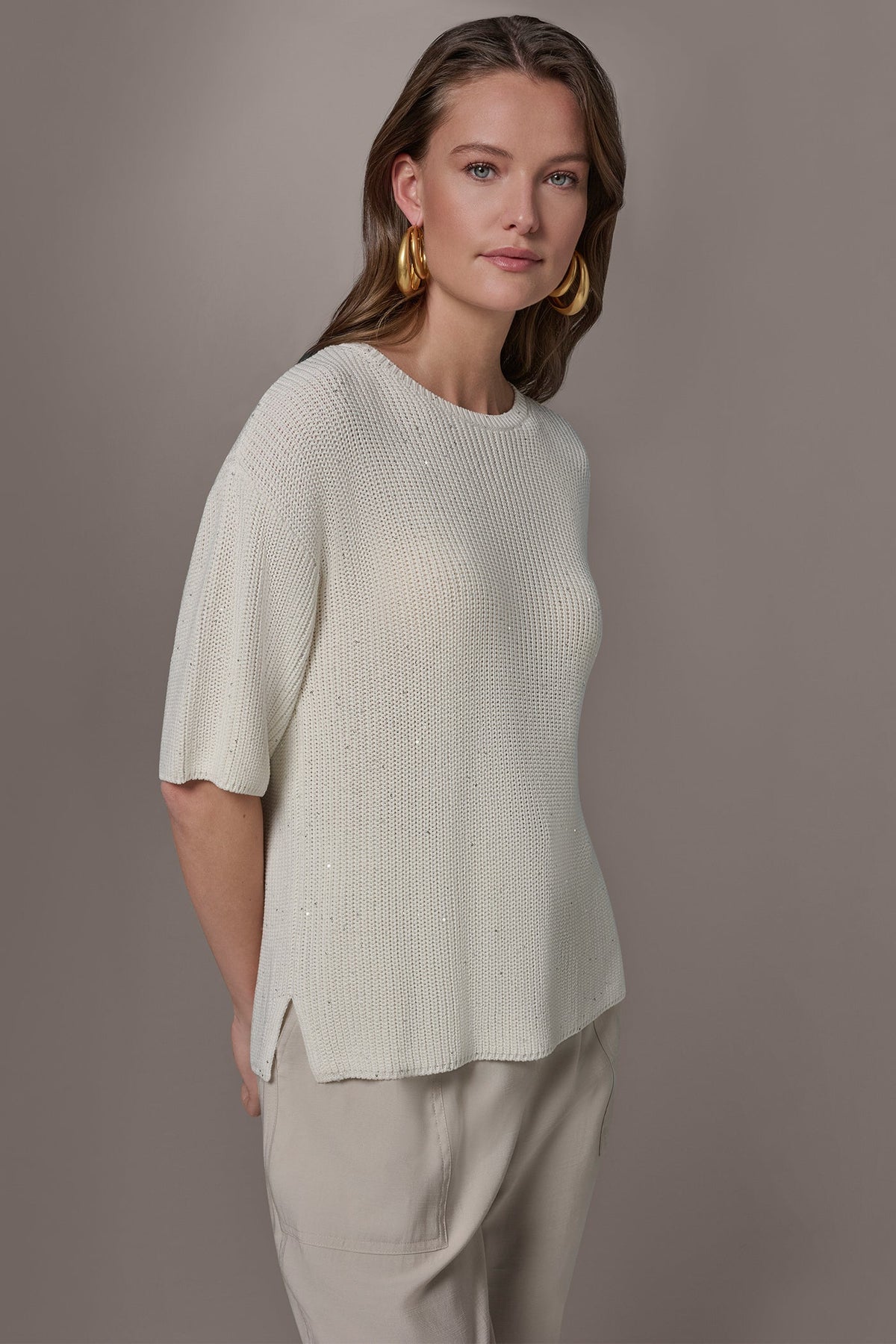 SEQUIN SWEATER - Cream