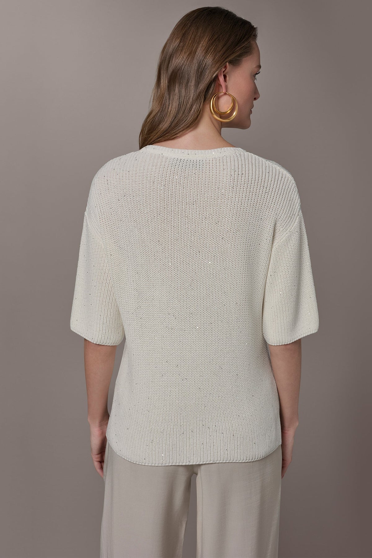 SEQUIN SWEATER - Cream
