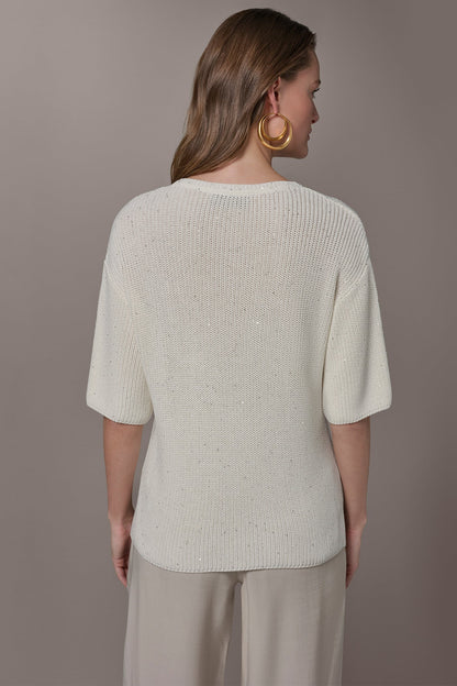 SEQUIN SWEATER - Cream