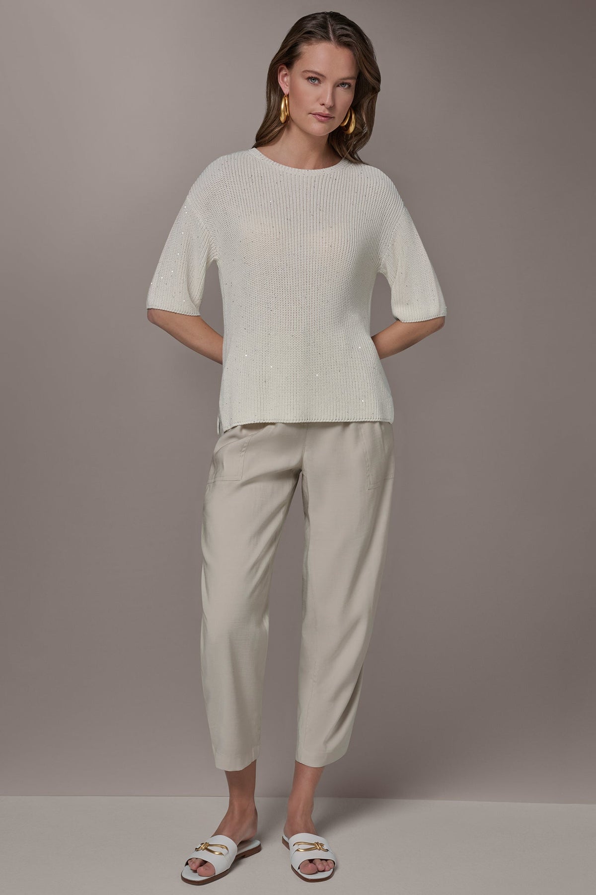 SEQUIN SWEATER - Cream