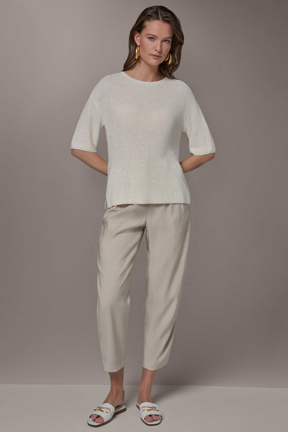 SEQUIN SWEATER - Cream