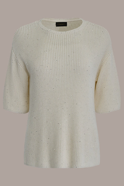 SEQUIN SWEATER - Cream