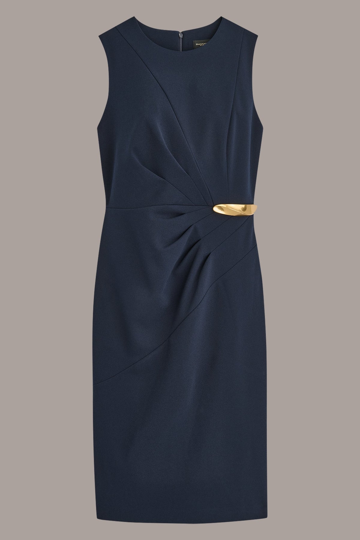 SLEEVELESS PLEATED MIDI SHEATH DRESS - Indigo