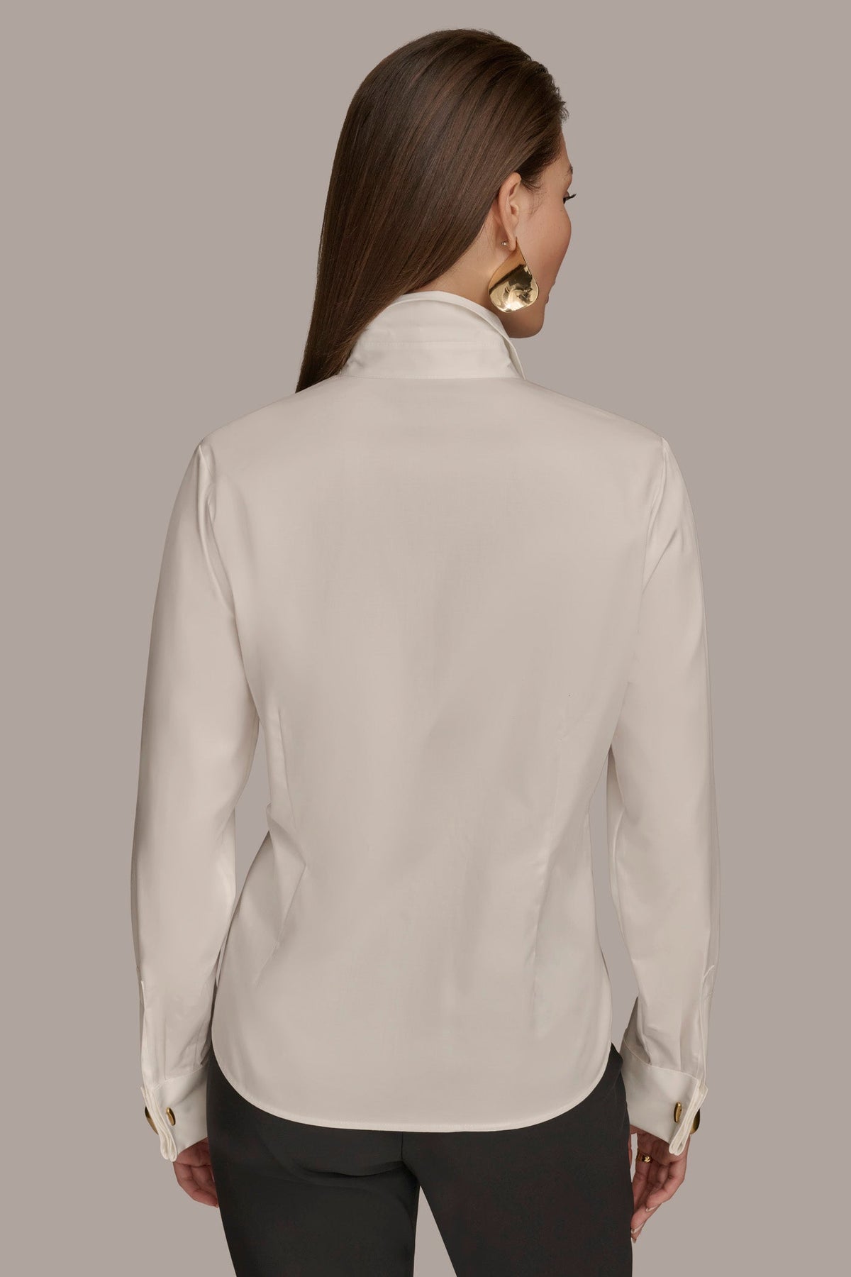 BUTTON UP WITH CUFF HARDWARE TOP - CREAM