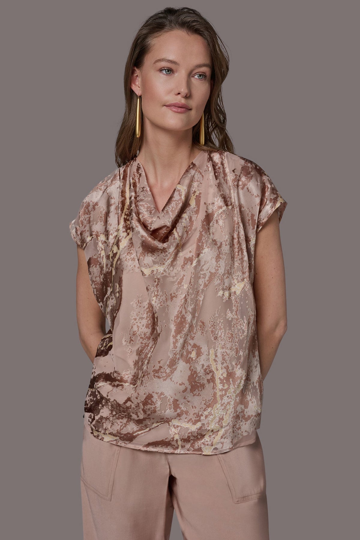 METALLIC BURNOUT BLOUSE - Snow Petal