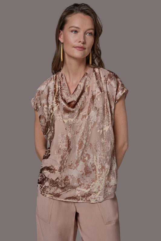 METALLIC BURNOUT BLOUSE - Snow Petal