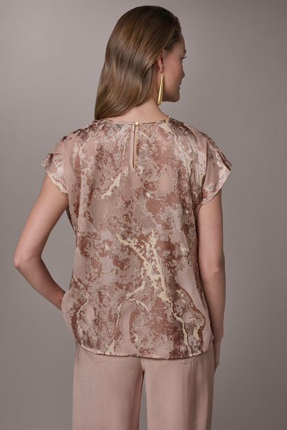 METALLIC BURNOUT BLOUSE - Snow Petal