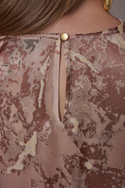 METALLIC BURNOUT BLOUSE - Snow Petal