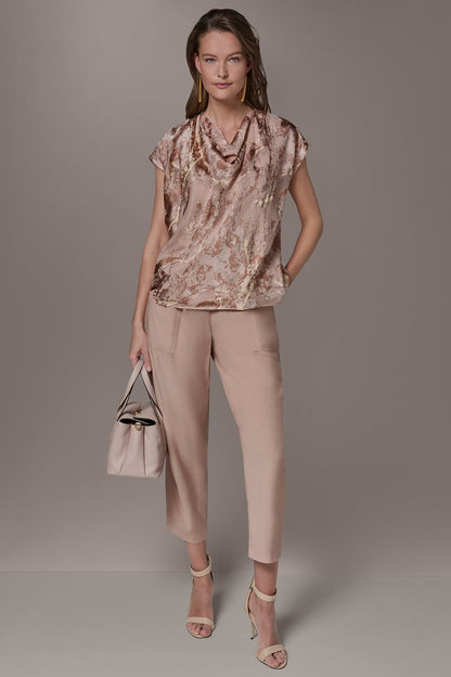METALLIC BURNOUT BLOUSE - Snow Petal