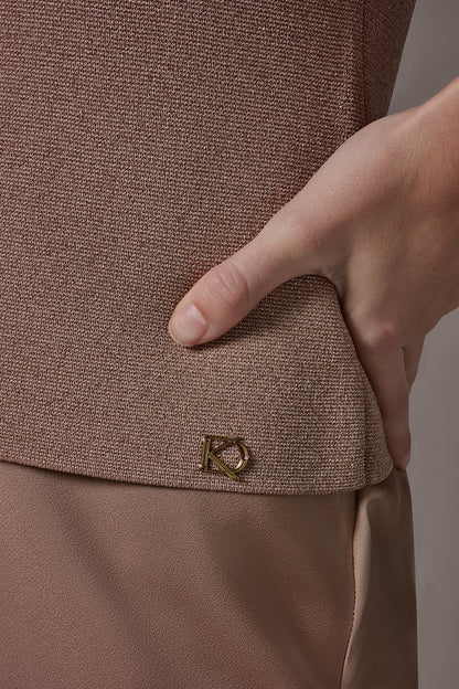METALLIC TWIST OFF THE SHOULDER SWEATER - Umbria/Rose Gold