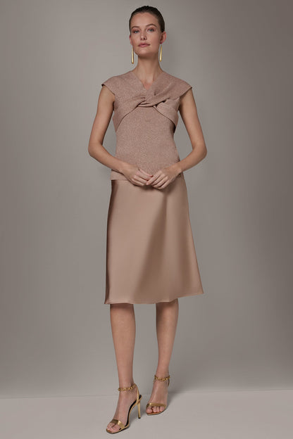METALLIC TWIST OFF THE SHOULDER SWEATER - Umbria/Rose Gold