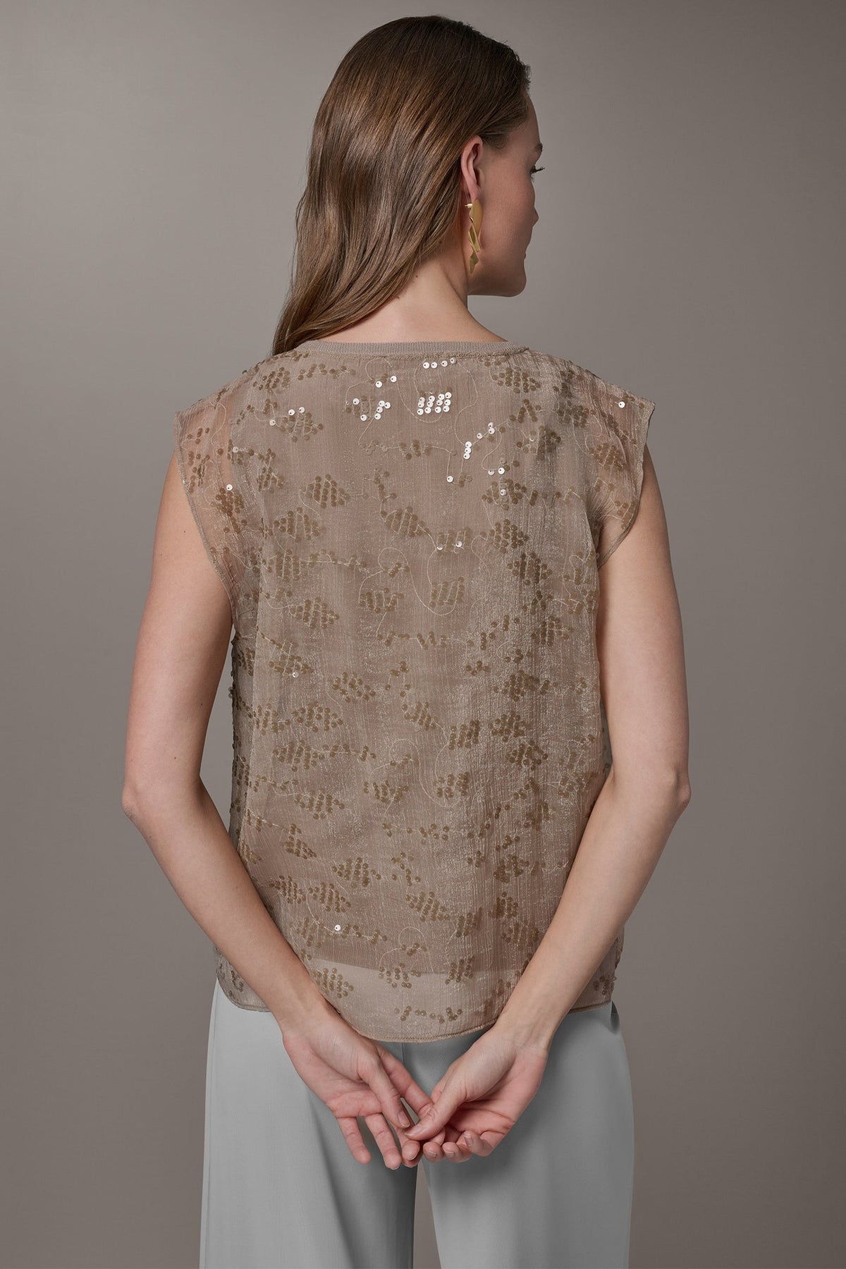 LAYERED SEQUIN SWEATER - Tuscan Grey