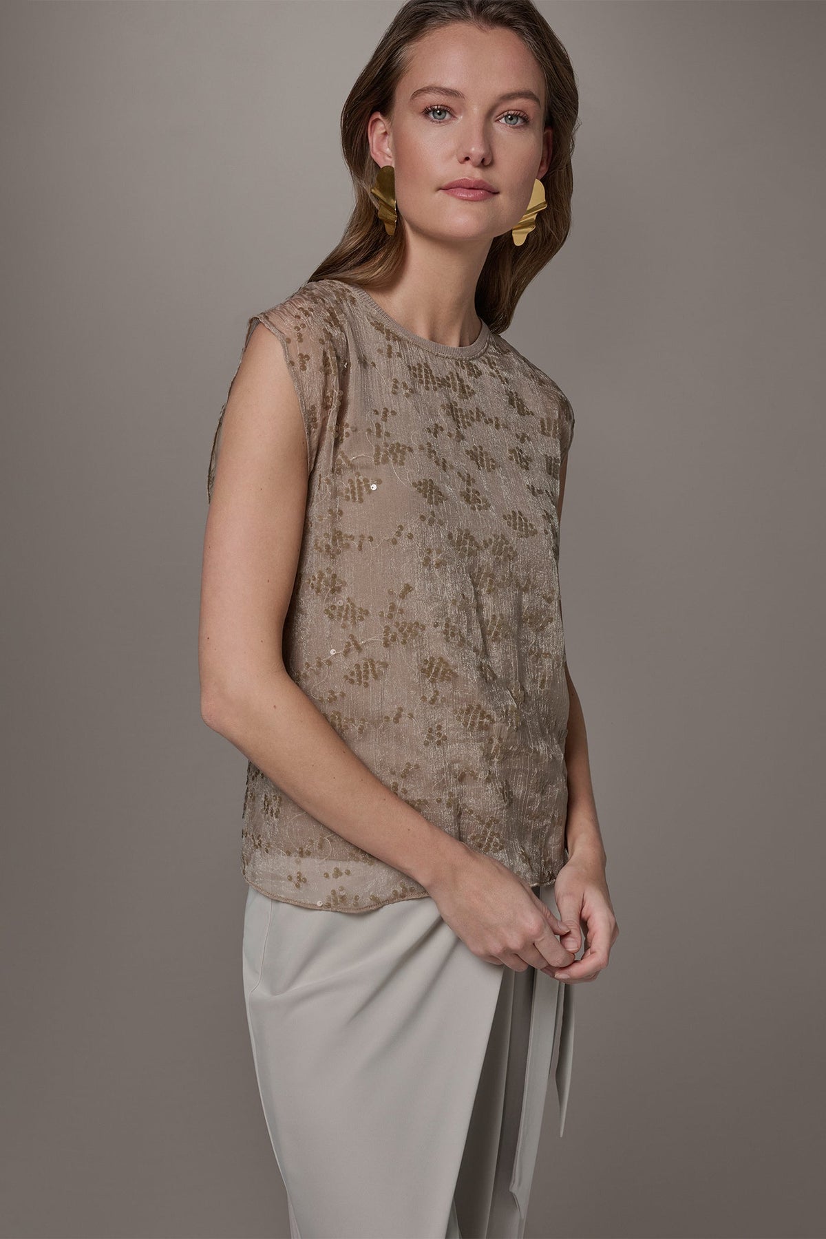 LAYERED SEQUIN SWEATER - Tuscan Grey