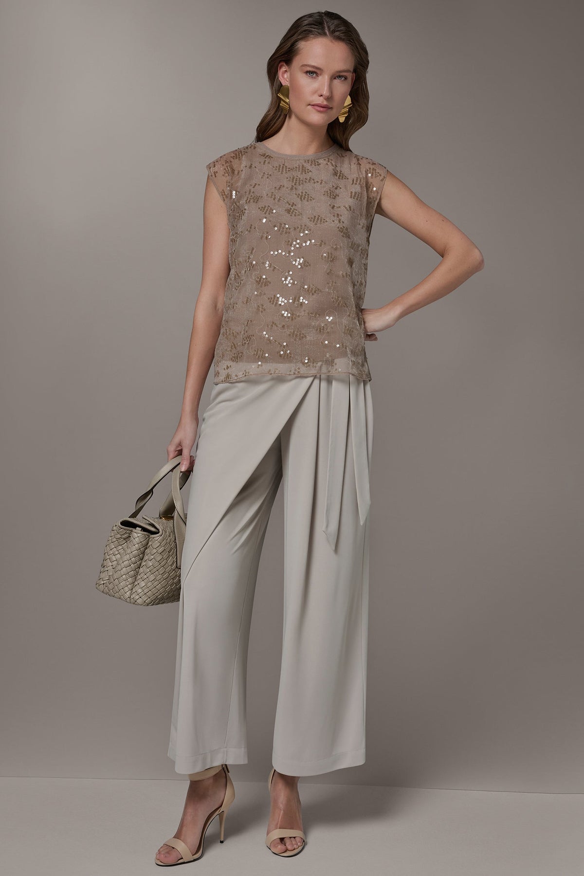 LAYERED SEQUIN SWEATER - Tuscan Grey