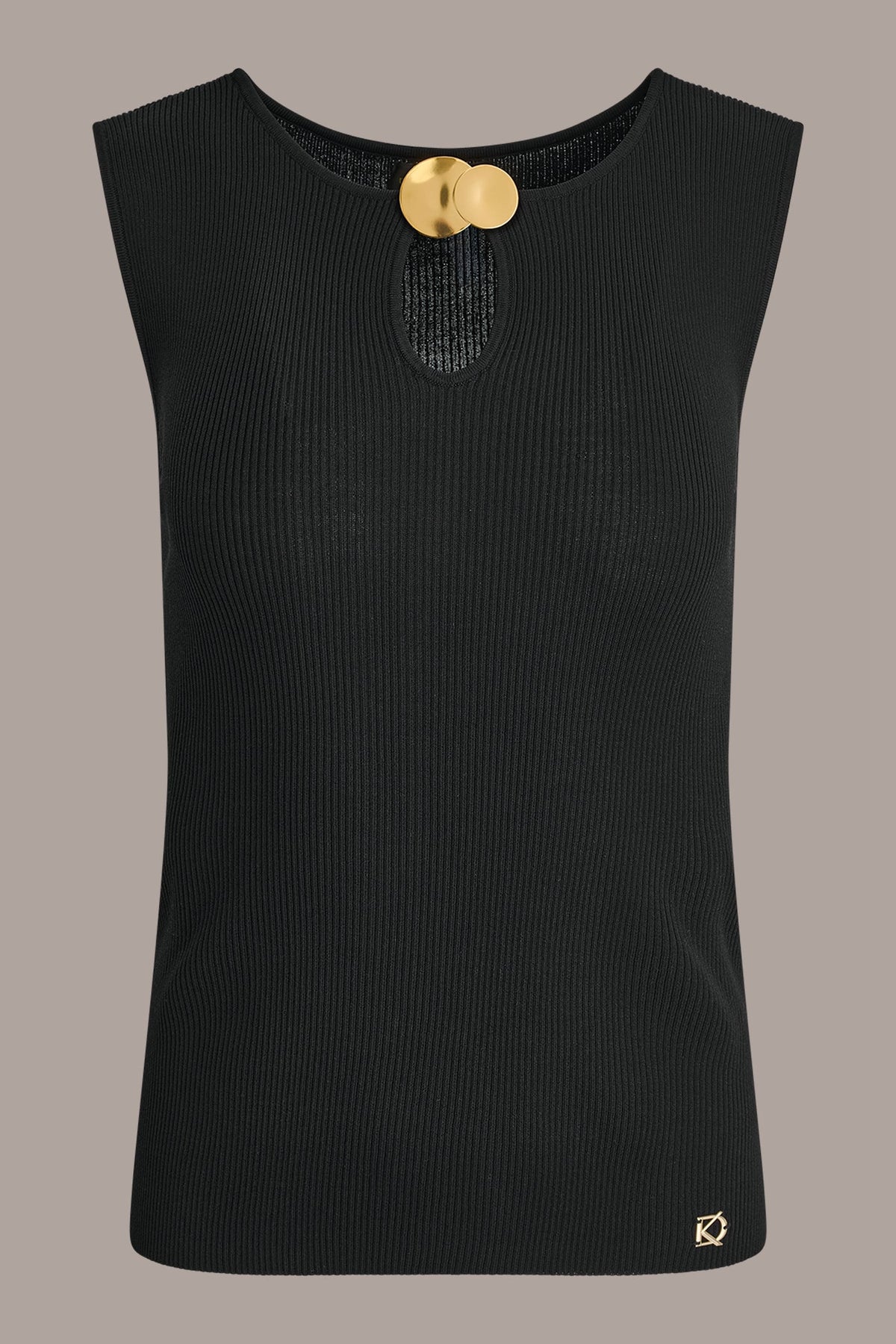 KEYHOLE RIBBED SWEATER TANK - Black