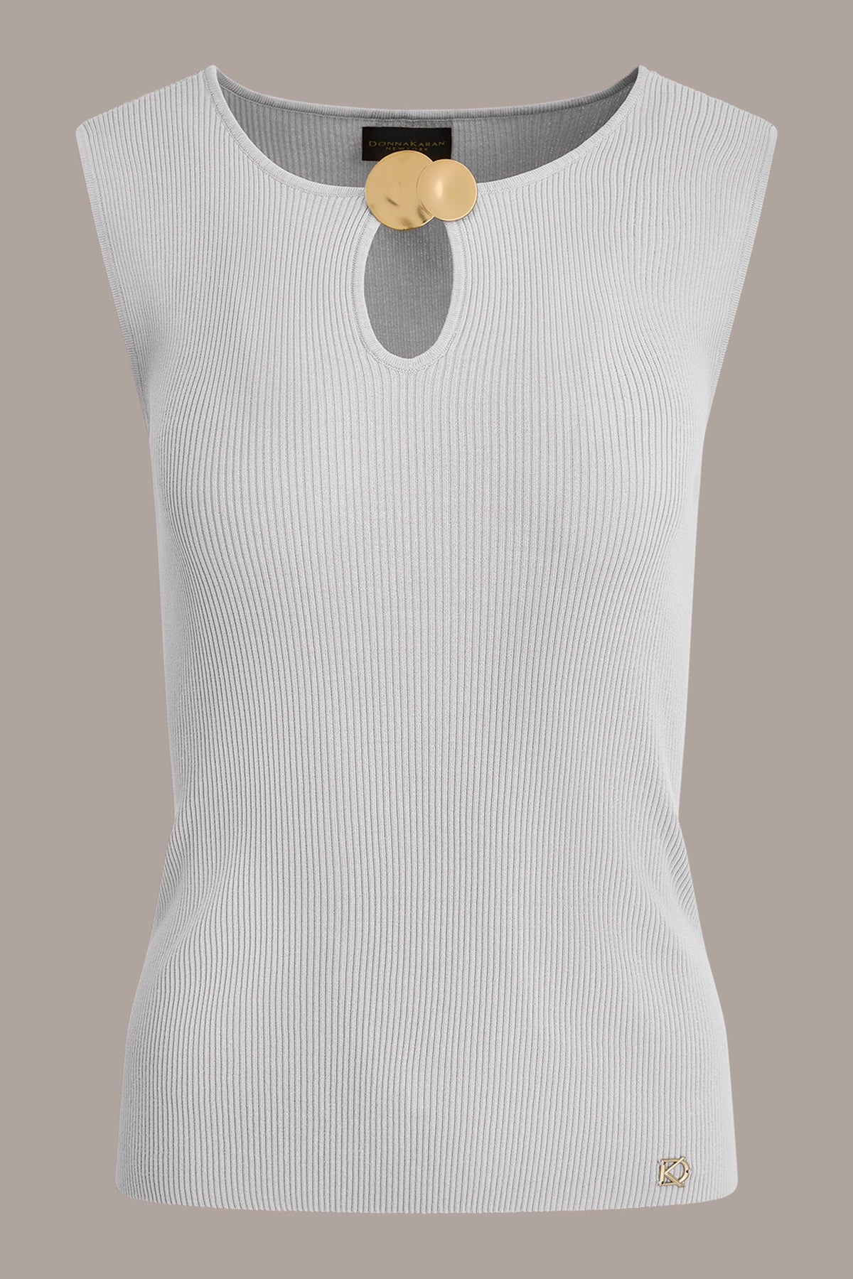 KEYHOLE RIBBED SWEATER TANK - Cream