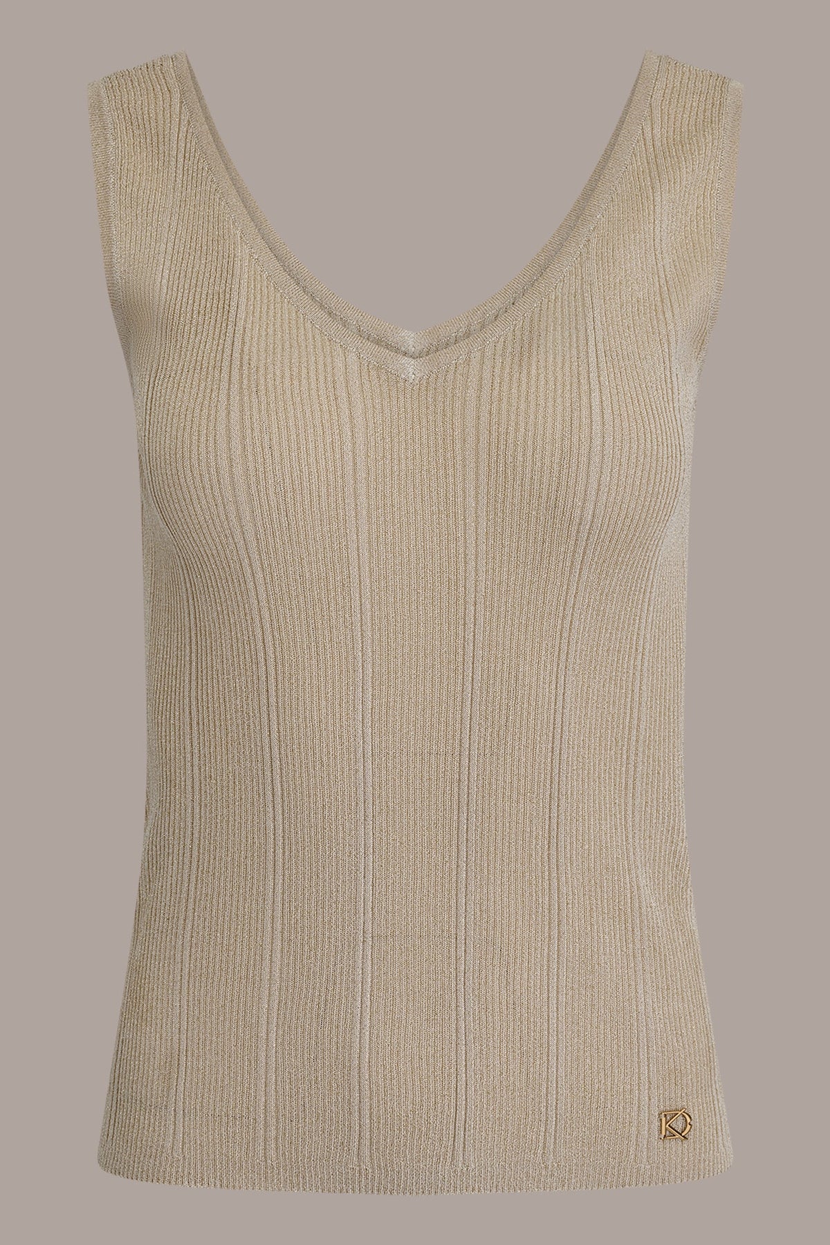 METALLIC RIBBED SWEATER TANK - Light Gold