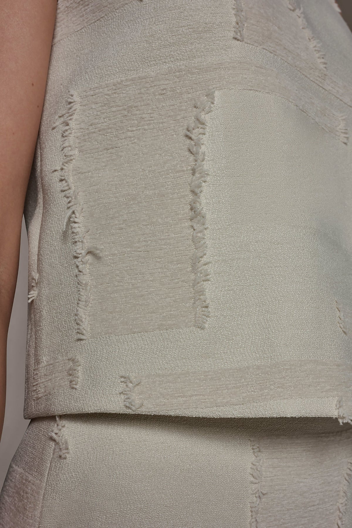 JACQUARD CROPPED BLOUSE - Natural