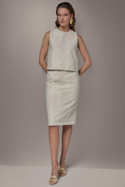 JACQUARD CROPPED BLOUSE - Natural