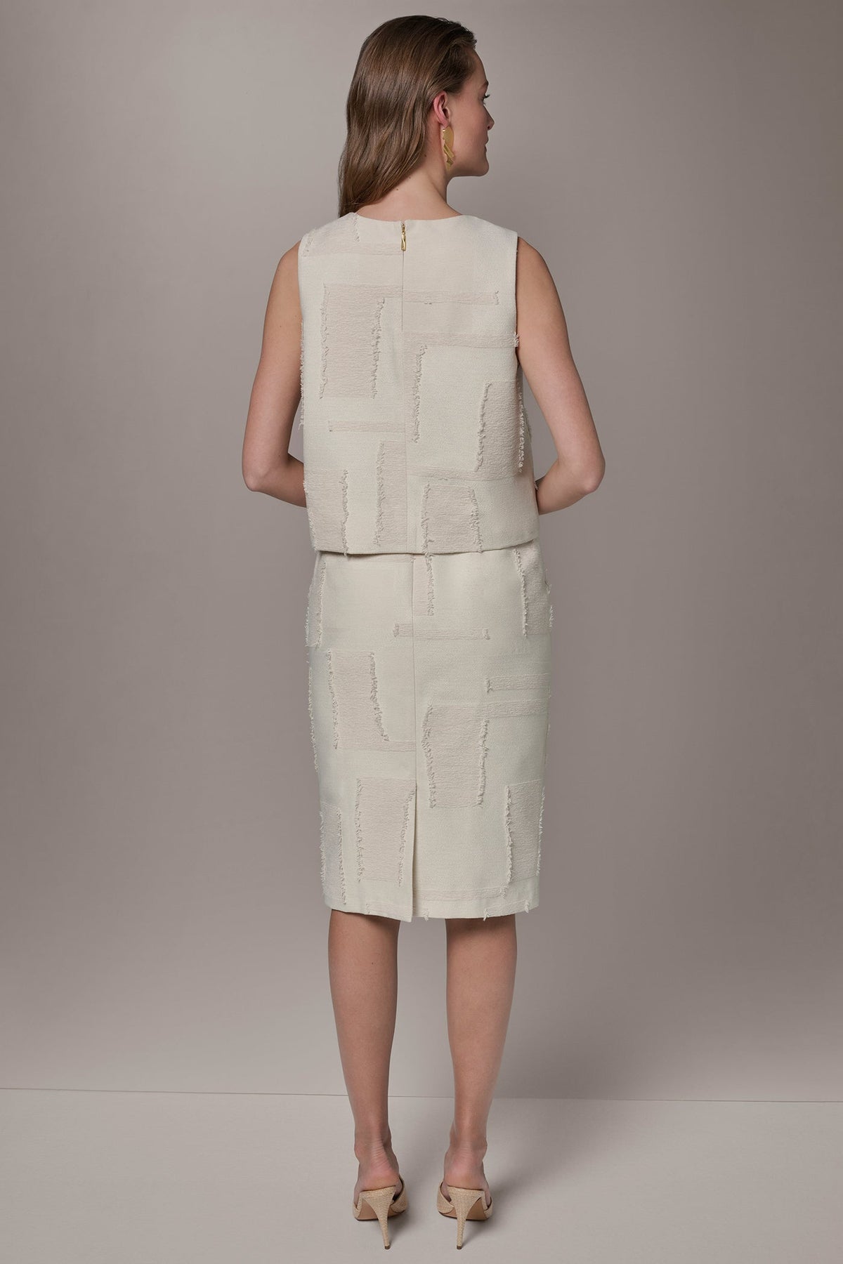 JACQUARD CROPPED BLOUSE - Natural