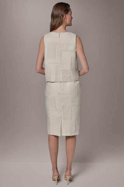 JACQUARD CROPPED BLOUSE - Natural