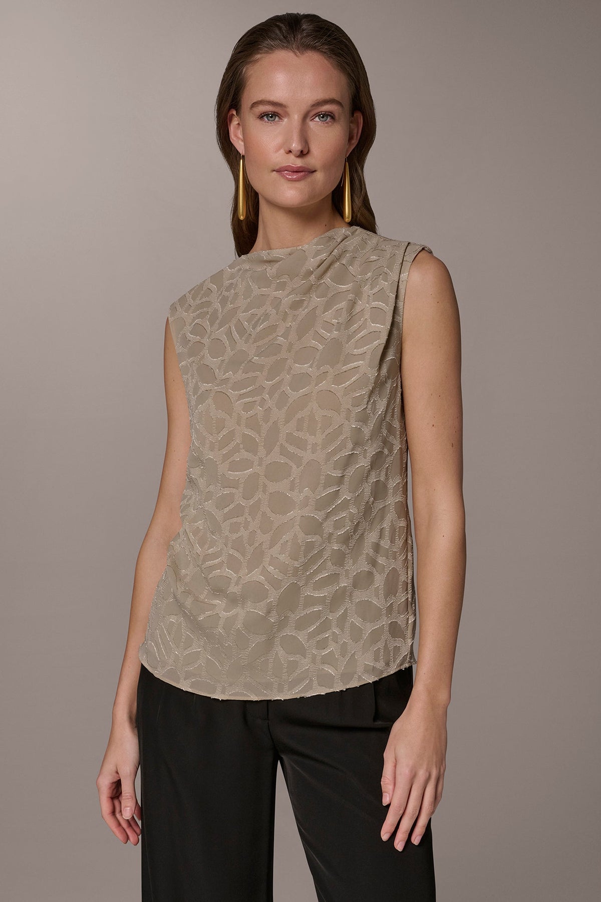JACQUARD HIGH MOCK NECK BLOUSE - Turin