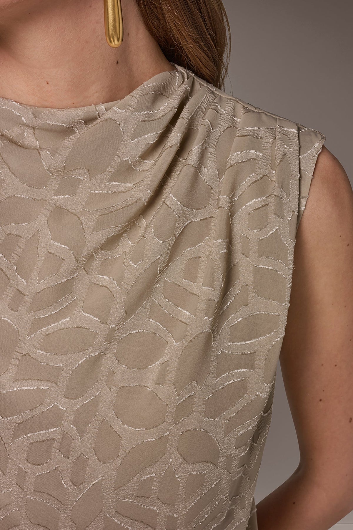 JACQUARD HIGH MOCK NECK BLOUSE - Turin