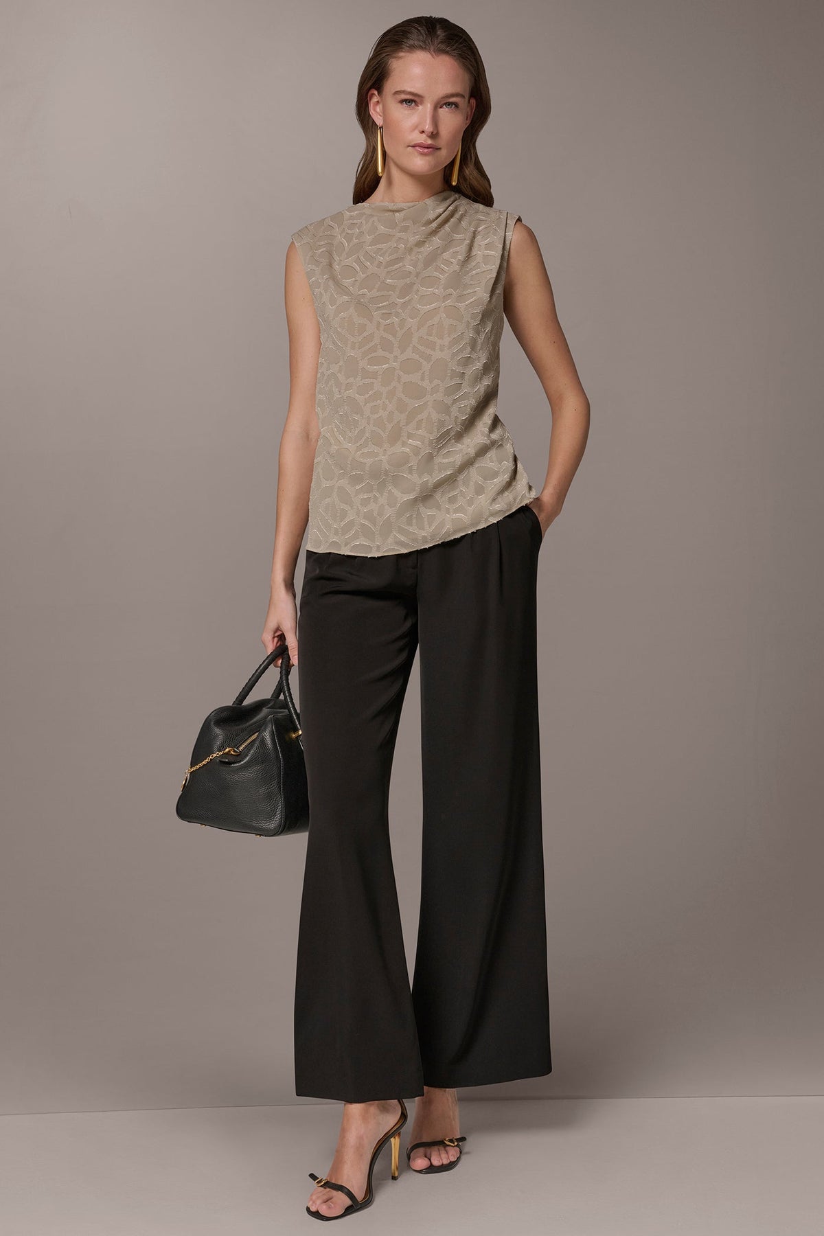 JACQUARD HIGH MOCK NECK BLOUSE - Turin