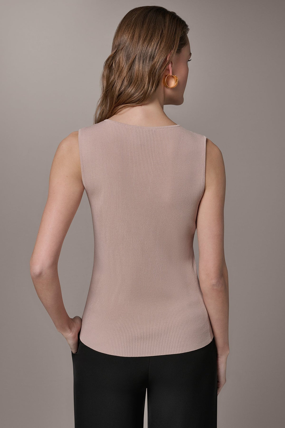 KEYHOLE RIBBED SWEATER TANK - Snow Petal