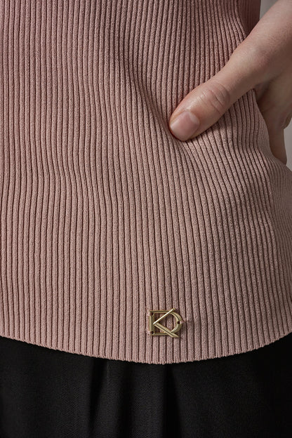 KEYHOLE RIBBED SWEATER TANK - Snow Petal