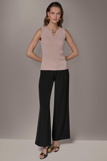 KEYHOLE RIBBED SWEATER TANK - Snow Petal