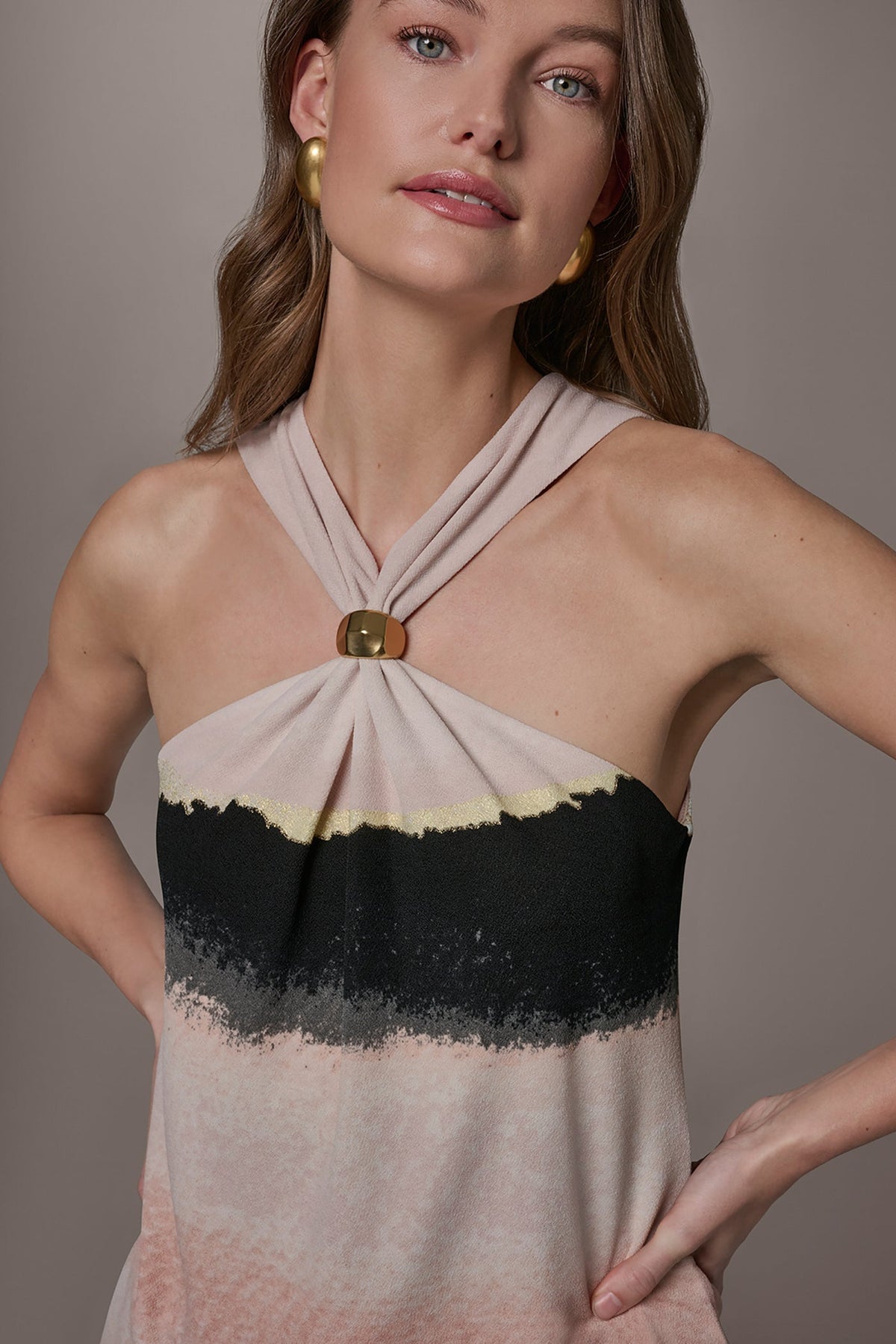 PRINTED HALTER TOP - Umbria/Black