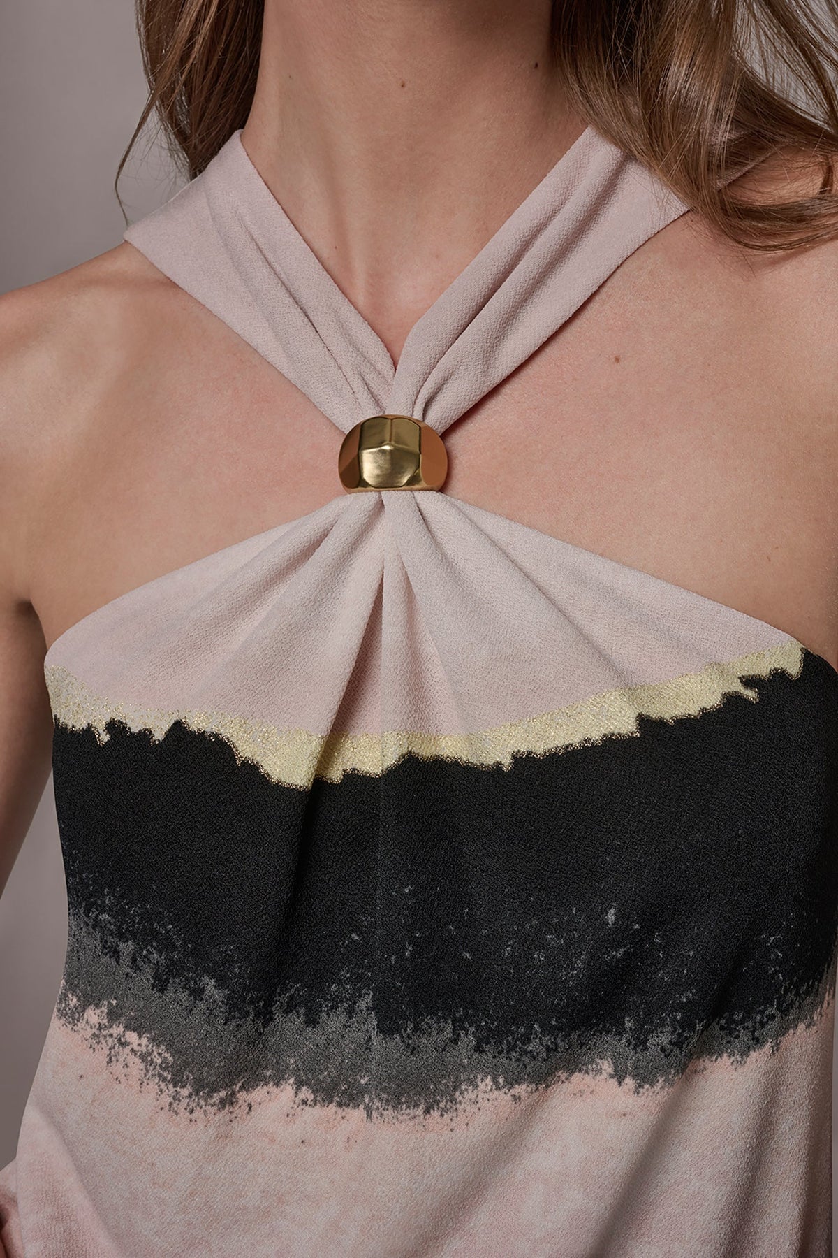 PRINTED HALTER TOP - Umbria/Black