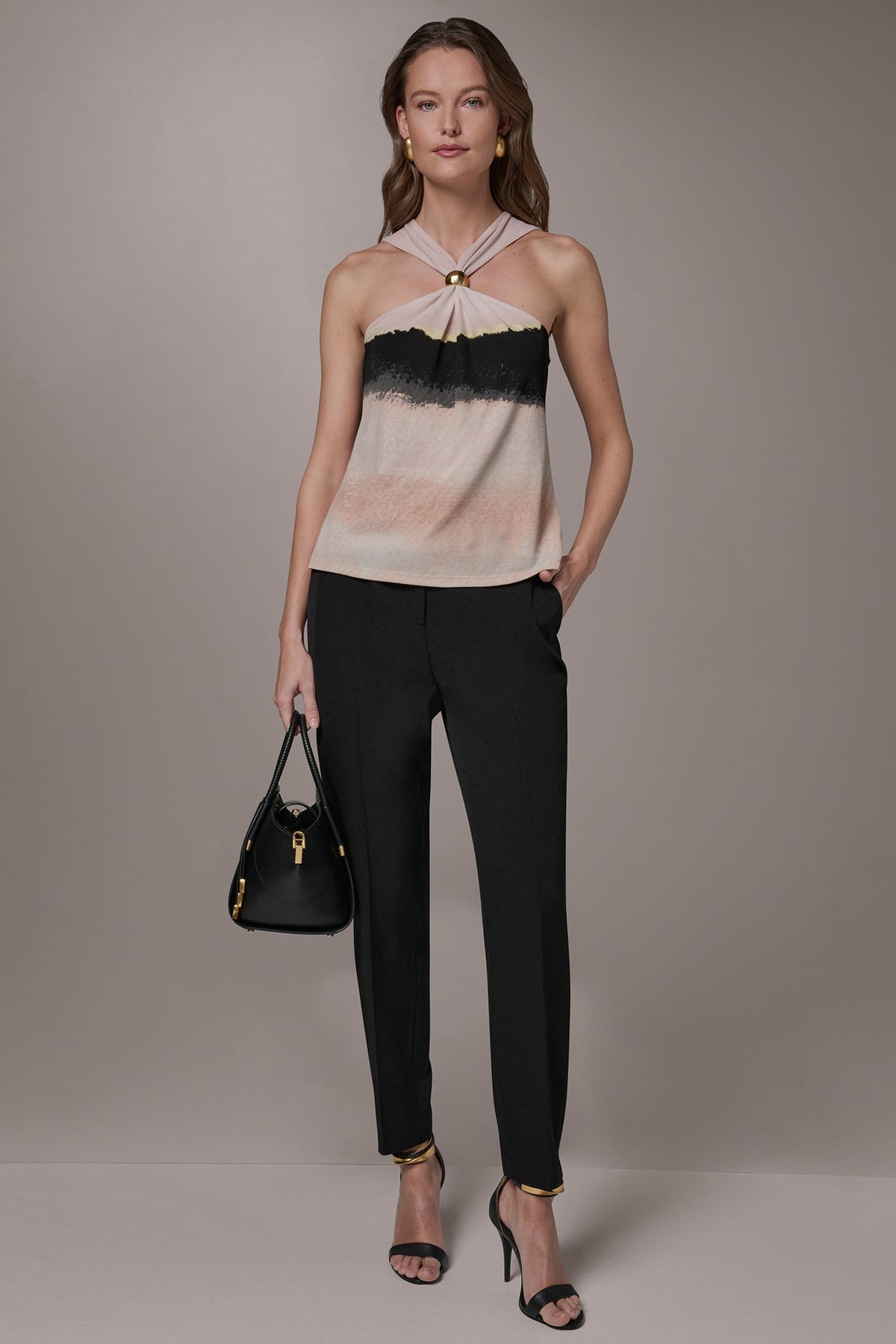 PRINTED HALTER TOP - Umbria/Black