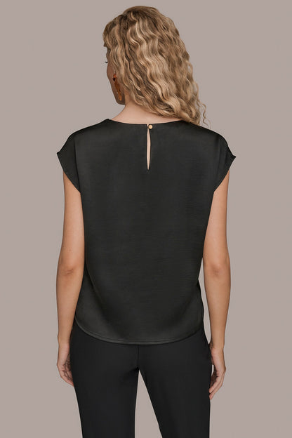 FLORAL-EMBROIDERED BLOUSE - Black