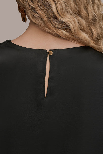 FLORAL-EMBROIDERED BLOUSE - Black